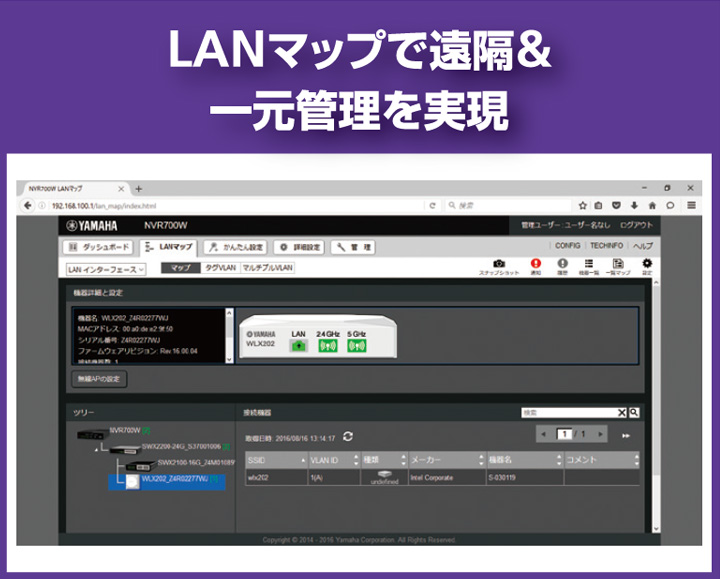 LANマップで遠隔&一元管理を実現