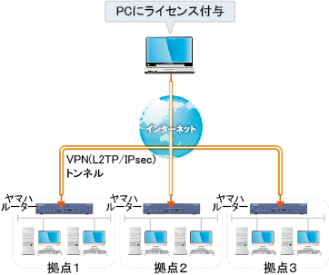 ソフトウェアライセンス版のネットワーク構成図