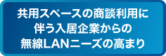 共用スペースの商談利用に伴う入居企業からの無線LANニーズの高まり